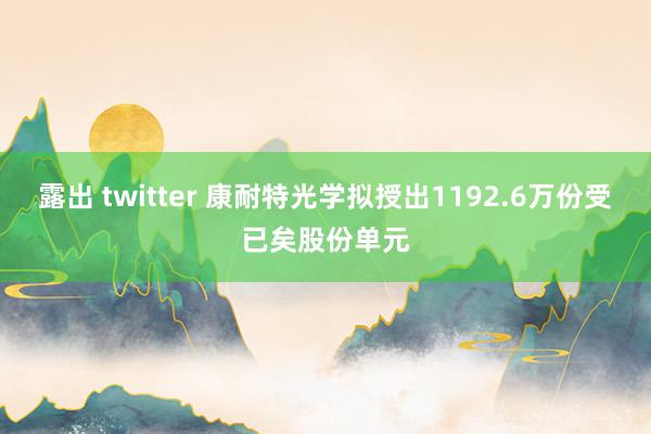 露出 twitter 康耐特光学拟授出1192.6万份受已矣股份单元